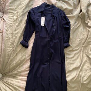 Uniqlo long blue button up dress